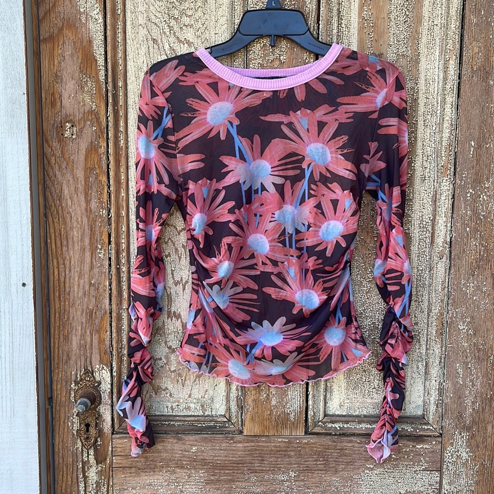 Urban Outfitters Tops | Urban Outfitters Large Ruched Mesh Sheer